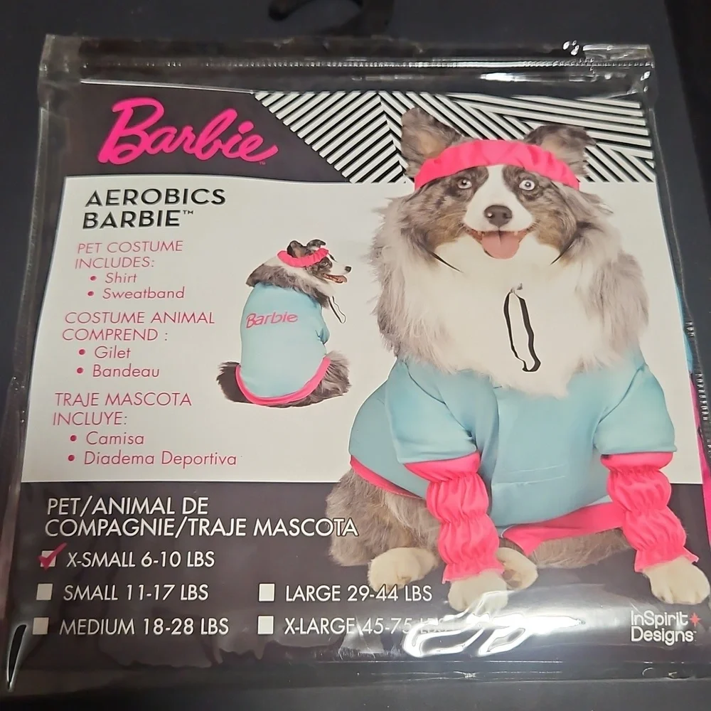 BARBIE AEROBICS BARBIE PET COSTUME: NEW WITH TAGS: SIZE XS (6-10 LBS)